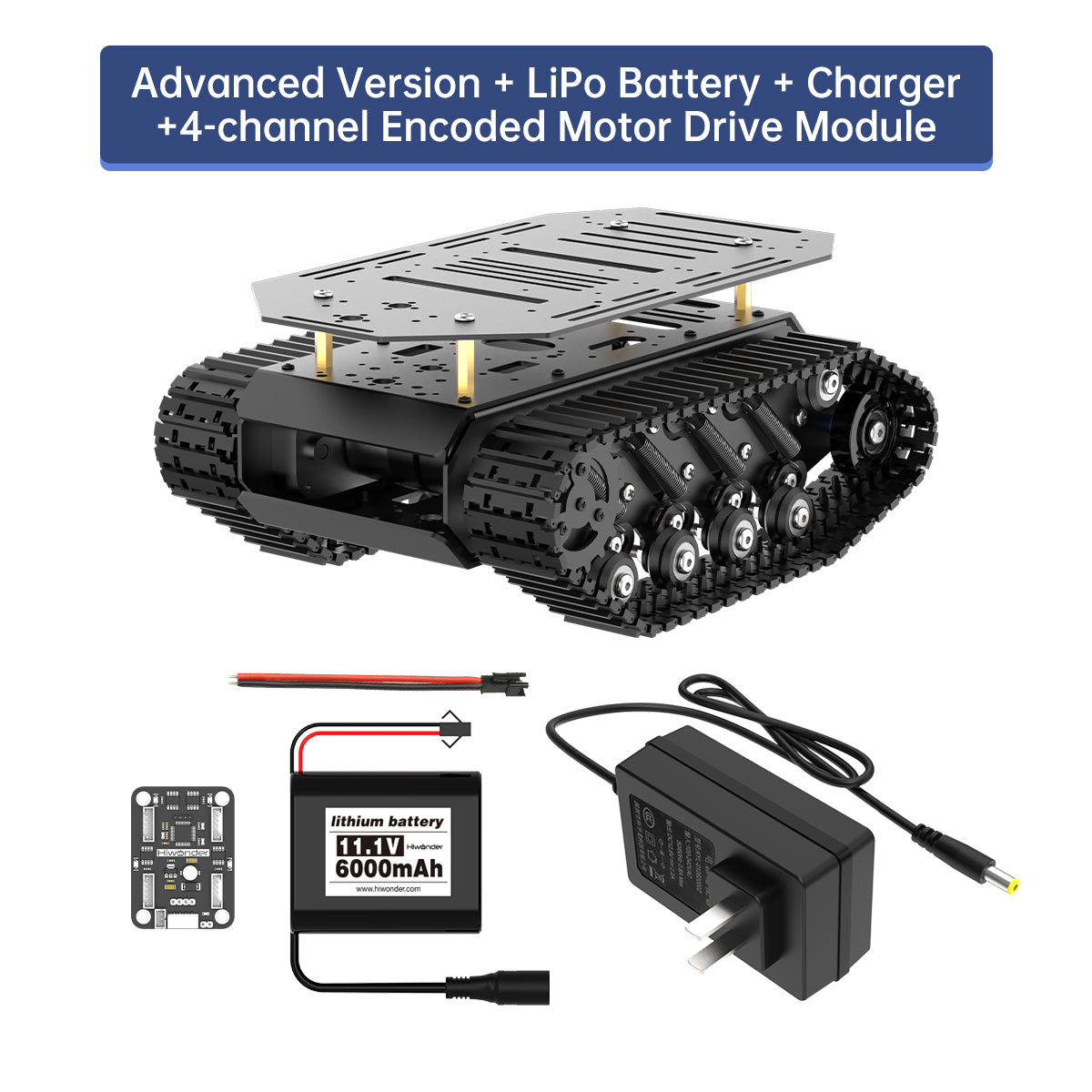 Hiwonder Track Chassis/ Suspension Shock Absorption Full-Metal Tank Robot Encoder Motor/ Smart Car Chassis Hiwonder Track Chassis/ Suspension Shock Absorption Full-Metal Tank Robot Encoder Motor/ Smart Car Chassis